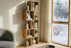 Massives Regal MAKASSAR 150cm natur cream finish Mangoholz einzigartige Maserung