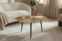 Dekorativer Couchtisch GINKGO LEAFS 75cm gold handmade Metall