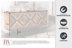 Elegantes Sideboard LONG ISLAND 160cm Mangoholz-Optik mit Retro Muster