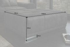 Extravaganter Hocker ELEGANCIA 110cm grau mit Ziersteppung