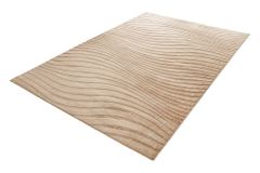 3D strukturierter Kurzflor XXL Teppich WAVE 350x230cm beige Hoch-Tief-Effekt