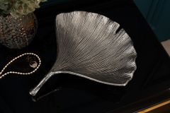 Dekorative Schale GINKGO 35cm silber handmade Metall