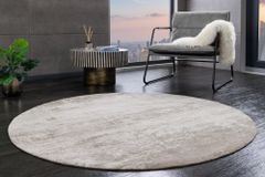 Design Teppich MODERN ART 150cm beige grau Used Look Vintage Baumwolle