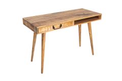 Massiver Schreibtisch RETRO 120cm Mangoholz Bürotisch mit Schublade