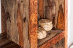 Massives Regal MAKASSAR 180cm Sheesham Holz smoke finish 8 Fächer handmade