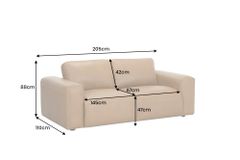 Echtleder Sofa BIG GEORGE 205cm cognac Taschenfederkern 2-Sitzer Couch