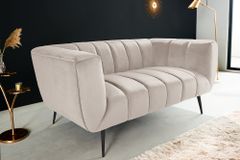 Design 2-Sitzer Sofa NOBLESSE 165cm champagner Samt schwarze Metallfüße Federkern