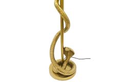 Design Tischlampe COBRA 110cm gold Schlangen Skulptur schwarzer Stoffschirm