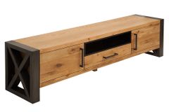 Massives TV-Board THOR 200cm Wild Eiche geölt Lowboard im Industrial Design
