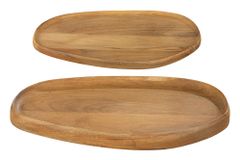 Massives 2er Set Tablett AMAZONAS 55cm natur Mangoholz cream finish Servierbrett