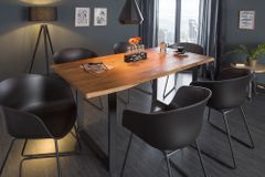 Massivholz Esstisch MAMMUT 160cm Wild-Akazie Industrial Design 2,6cm Tischplatte Baumkante