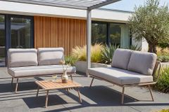 Outdoor Lounge Sitzgruppe MOBILE MODULAR greige mit Tisch wetterfest