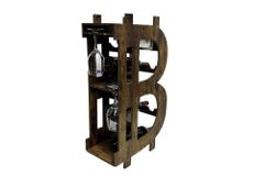 Stilvolles Weinregal BITCOIN 70cm natur Holzregal für 10 Flaschen und 4 Gläser