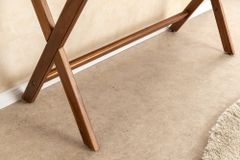 Stilvoller Konsolentisch SECRETARIO 110cm braun Akazie gold mit Schubladen