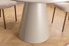 Runder Esstisch EN VOGUE 120cm matt grau Beton-Design mit Säulenfuß
