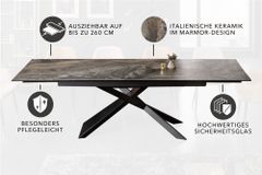 Ausziehbarer Esstisch EUPHORIA 180-220-260cm taupe anthrazit Keramik made in Italy
