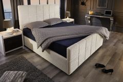 Modernes Boxbett PRESTIGE 180x200cm creme Bouclé mit Stauraum und Lattenrost