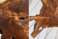 Einzigartiger Beistelltisch WILD 40cm Teakholz Baumscheibe Couchtisch