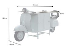 Extravaganter Barschrank SCOOTER 250cm salbei Retro-Konsole Motorroller mit Mangoholz Upcycling