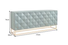 Massives Sideboard VULCANO 180cm türkis Mangoholz gold Metallgestell