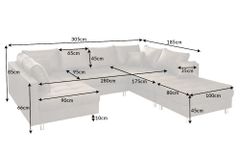 Moderne XXL Wohnlandschaft KENT 305cm taupe Federkern Bigsofa inkl. Hocker