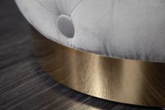 Design Hocker MODERN BAROCK 37cm edel-grau gold Samt Chesterfield