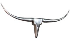 Moderne Design Wanddekoration BULL L 100cm silber Aluminium Stierkopf