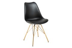 Design Stuhl SCANDINAVIA MEISTERSTÜCK schwarz goldene Beine