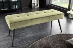 Design Sitzbank BOUTIQUE 100cm grün Samt schwarze Metallbeine