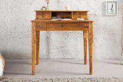 Design Sekretär HEMINGWAY M 90cm braun Sheesham Massivholz stone finish Schreibtisch