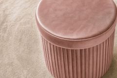 Runder Hocker ÉLAN 40cm rosa Samt faltbar mit Stauraum