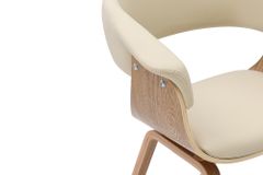 Design Stuhl ORGANIC natur Eiche creme beige Kunstleder mit Armlehnen
