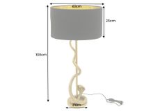 Design Tischlampe COBRA 110cm gold Schlangen Skulptur schwarzer Stoffschirm
