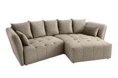 Modernes Big Sofa ROYAL 295cm greige Veloursstoff Federkern XXL-Couch