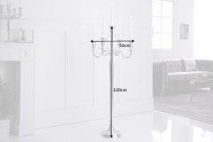 Kerzenständer MODERN BAROCK 120cm silber 5-armig Lüster Aluminium poliert Kerzenhalter