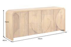 Massives Sideboard ART DECO 170cm cream finish beige Mangoholz abgerundet