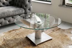 Maritimer Couchtisch OCEAN M 60cm silber antik rund Schiffsschraube Glasplatte