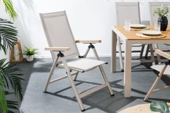 Outdoor Gartenstuhl DESIGNO taupe Aluminium klappbar wetterfest Hochlehner