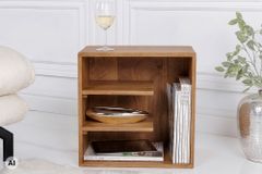 Massiver Beistelltisch CUBUS 45cm braun Mangoholz honey finish Regal Nachttisch