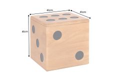 Massiver Würfel-Hocker CUBE 40cm natur Mangoholz Beistelltisch stapelbar mit Fach