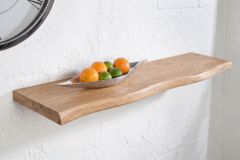 Massives Wandregal GRAND OAK 115cm natur geöltes Eichenholz Baumkante handmade