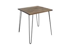 Massivholz Esstisch SCORPION 70cm vintage braun Akazie schwarze Metallbeine Hairpin Legs