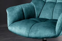 Drehbarer Design Sessel PAPILLON petrol Samt 360° schwarz Metall höhenverstellbar