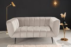 Design 2-Sitzer Sofa NOBLESSE 165cm champagner Samt schwarze Metallfüße Federkern
