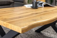 Industrial Couchtisch WILD 90cm braun Wildeichen-Optik schwarz Metall Baumkante