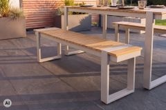 Moderne Outdoor Sitzbank TAMPA LOUNGE 160cm greige natur