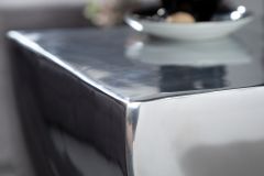 Skulp­tu­raler Beistelltisch TWIST 45cm silber Aluminium poliert Sitzhocker Modern Design