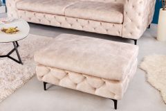 Chesterfield Sitzhocker MODERN BAROCK 90cm champagner Samt Fußhocker
