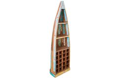 Dekoratives Bootsregal JAKARTA 190cm bunt Massivholz aus recycelten Fischerbooten Weinregal