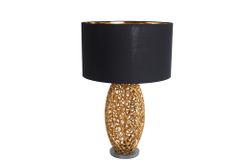 Design Tischlampe ABSTRACT LEAF gold Metall schwarz Marmorfuß handmade
